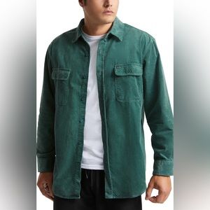 Brixton waffle corduroy green button up flannel new